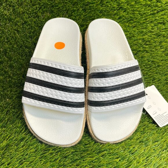 Adidas Originals Adilette Boys Size 5Y White Black Beach Walking Slide Sandals main image 7